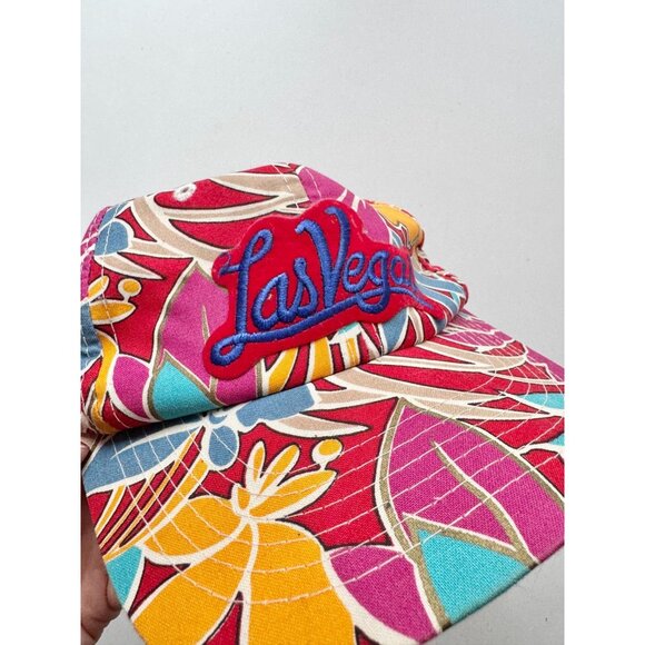 Vintage HEADWEAR Pink Tropical Floral Cotton Canvas Las Vegas Baseball Hat - Picture 4 of 10